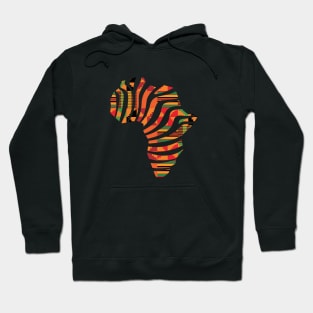 Kente, Africa Map with Stripes, Ghana Pattern Hoodie